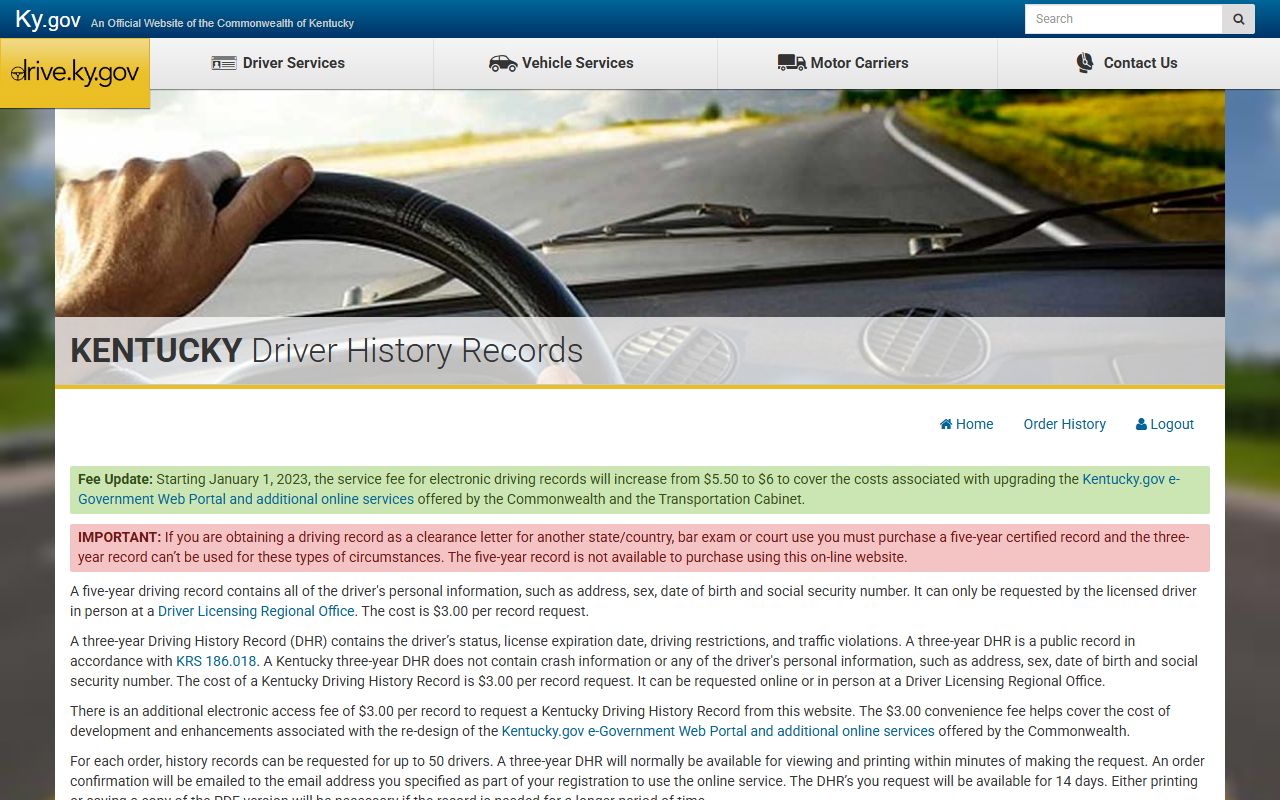 Boone County traffic court records Kentucky DHR online portal