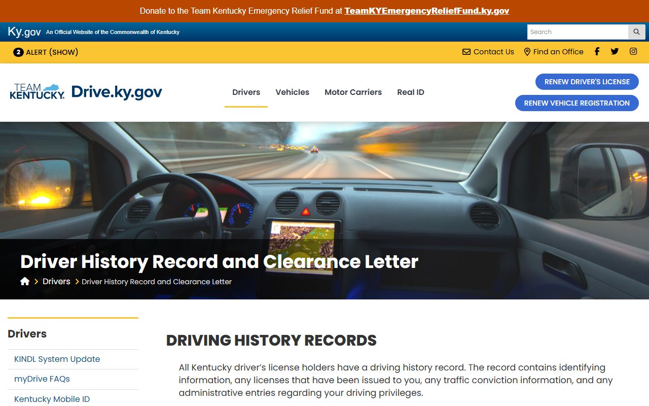 Boone County traffic court records Kentucky driver history record