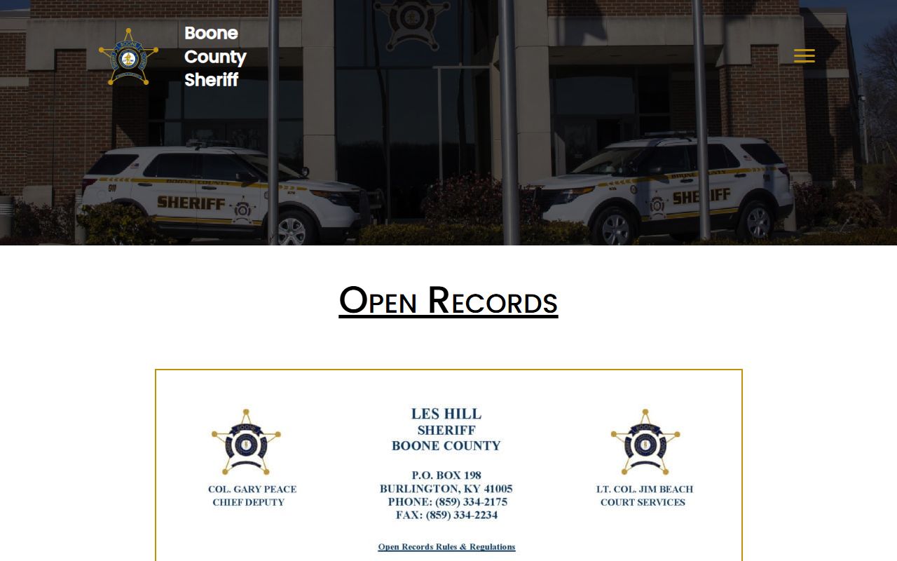 Boone County warrant records sheriff open records request